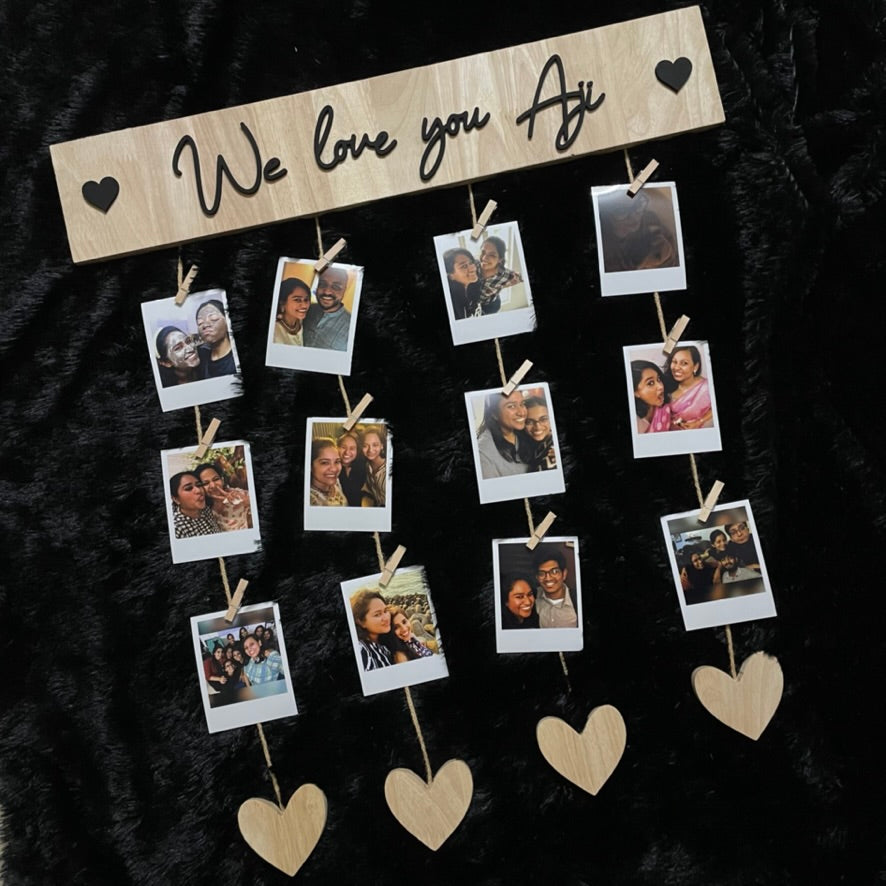 Wooden Polaroid Heart Hanging